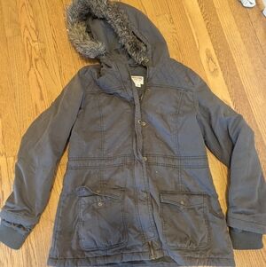 Mossimo Women's Large Faux Fur Hooded Jacket Long Sleeve Read Description